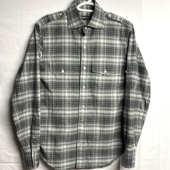 Tom Ford Men’s Grey Grand Check Western Shirt Size 15.5 Neck /US Large - Picture 1 of 11